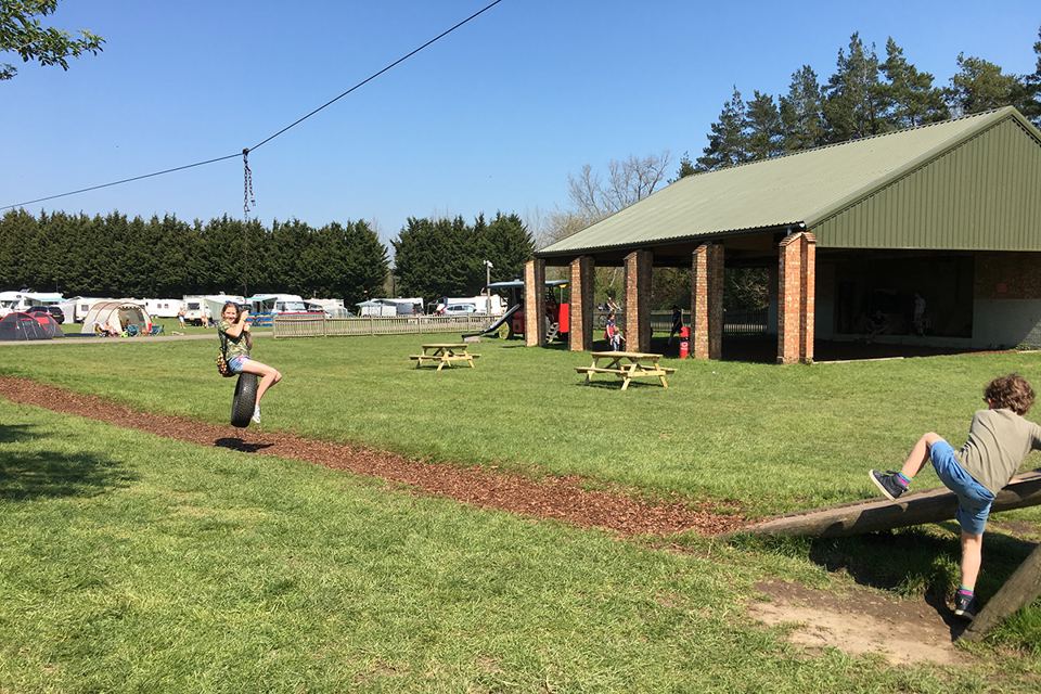 Play area and covered shelter
