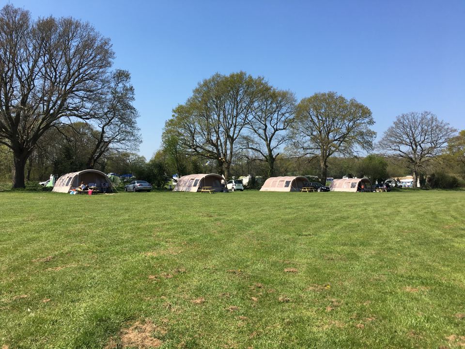 Tents spread across the field