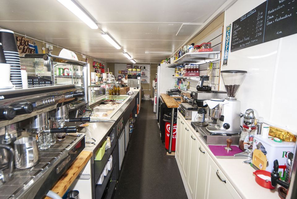 Inside the cafe kiosk