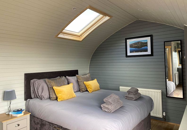 Lodge bedroom with a double bed