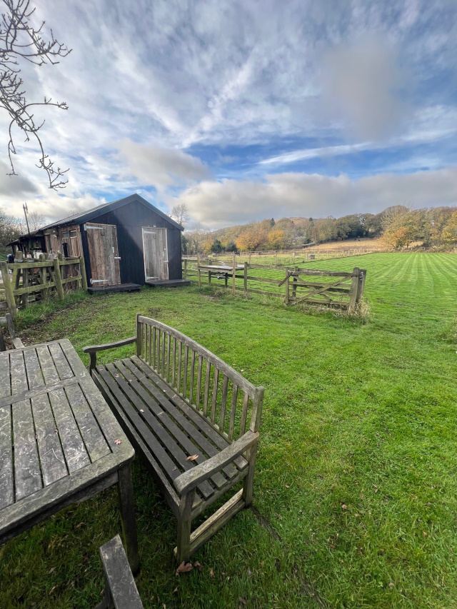Paddock with picnic tables