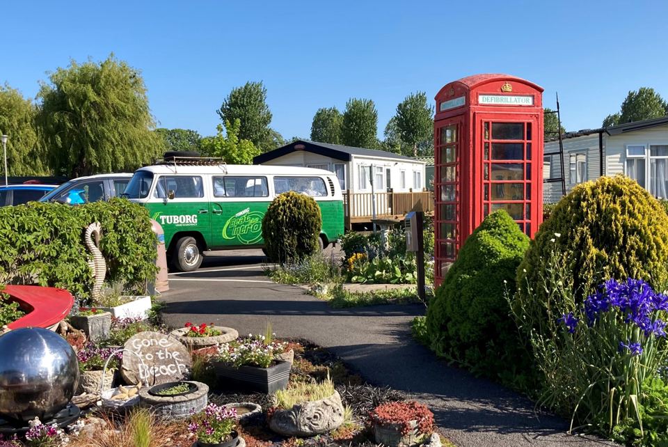 Entrance garden and phone box