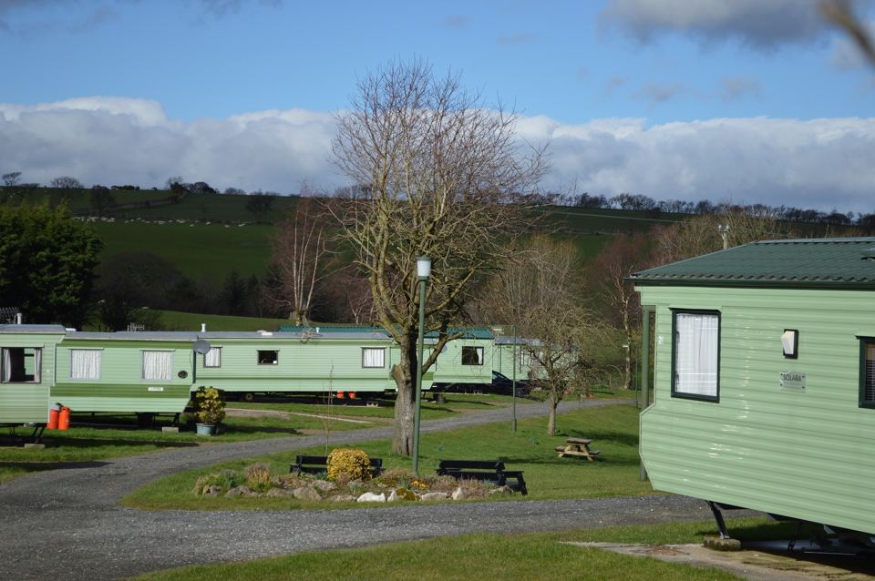 Caravans around the park green