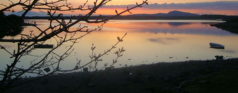 Sunset over the water