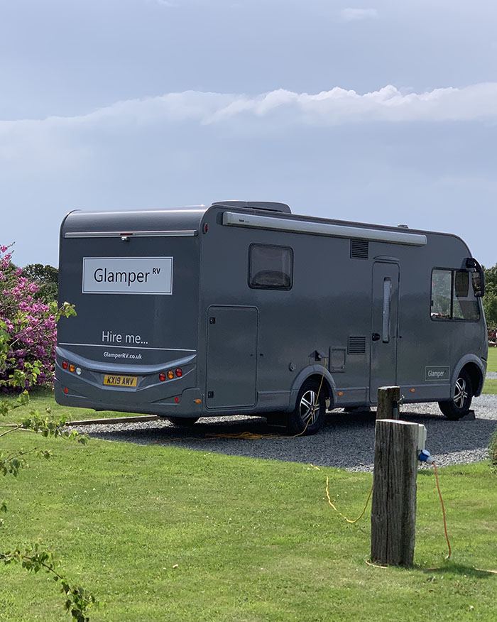 Motorhome on a gravel pitch