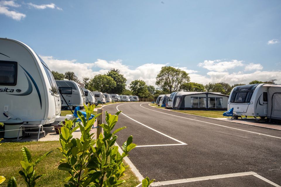 Touring caravans along the park road