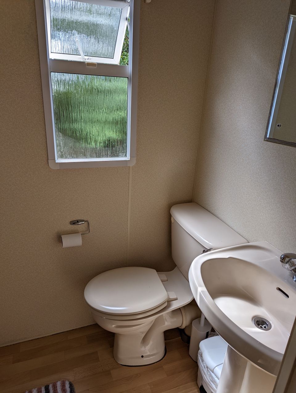 Toilet and basin in the caravan