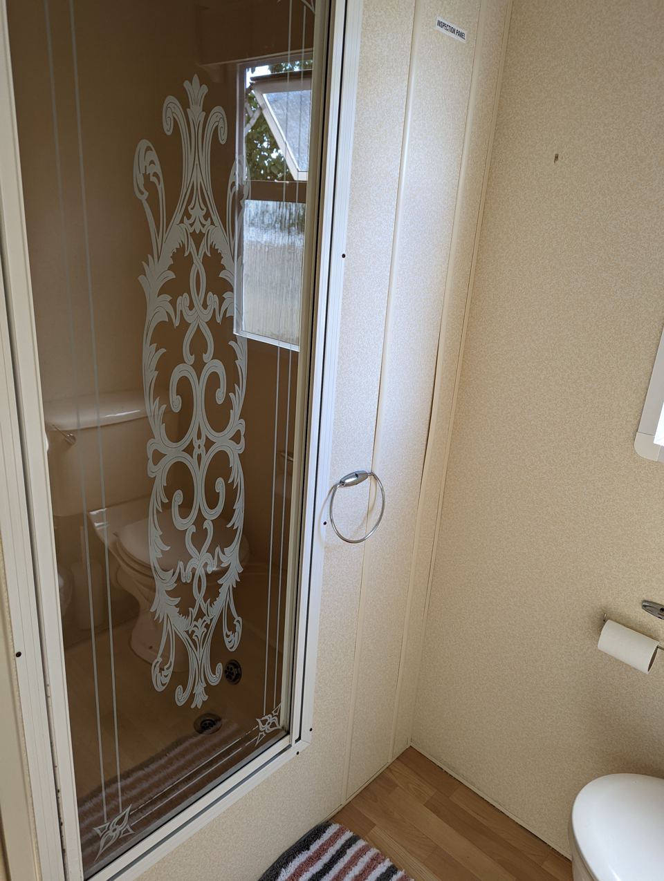Shower cubicle in the caravan