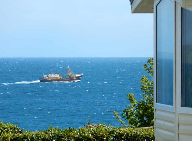 Sea view from a caravan window