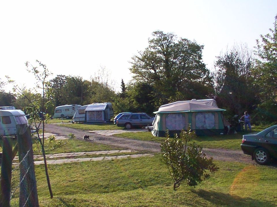 Caravans and awnings on the pitches