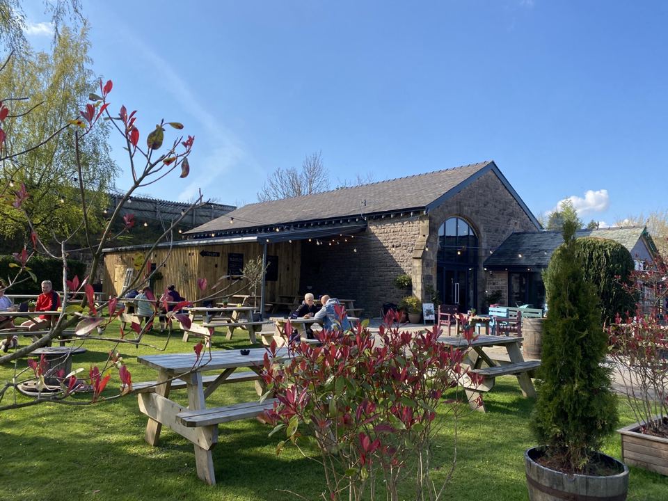 Barn with outdoor tables