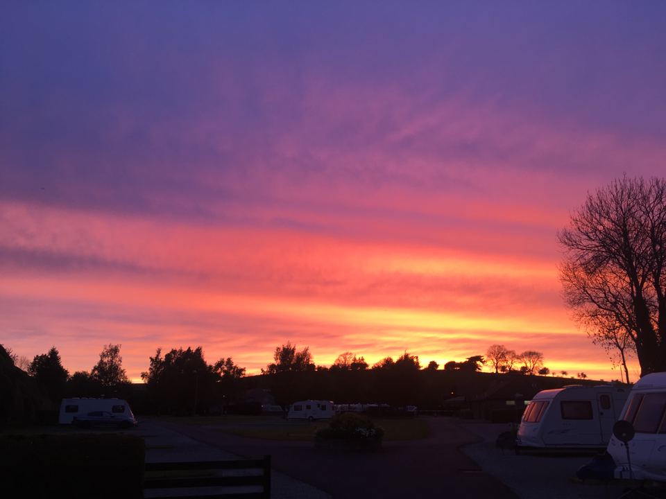 Sunset over the caravan pitches