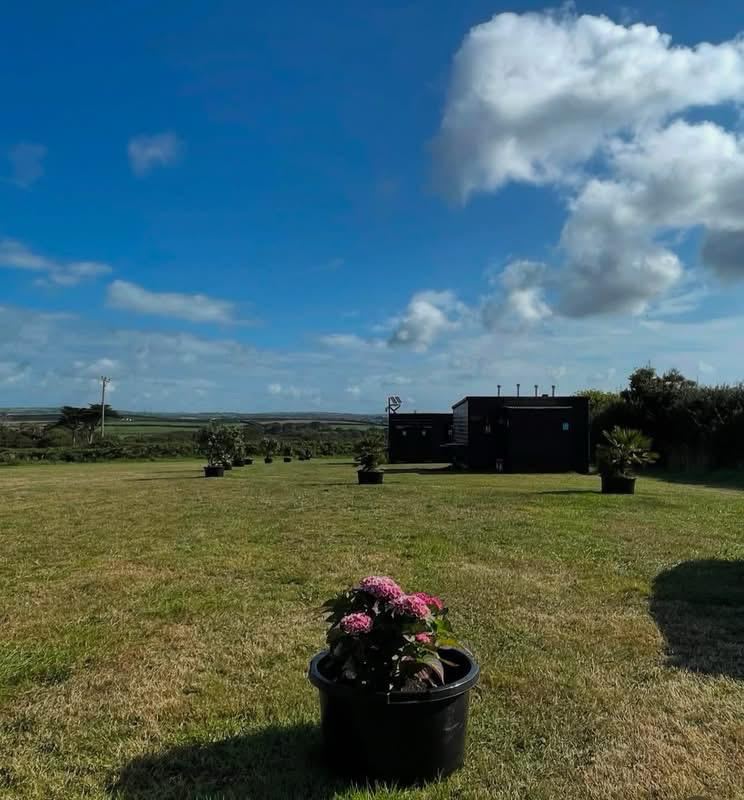 Field with a hut and planter