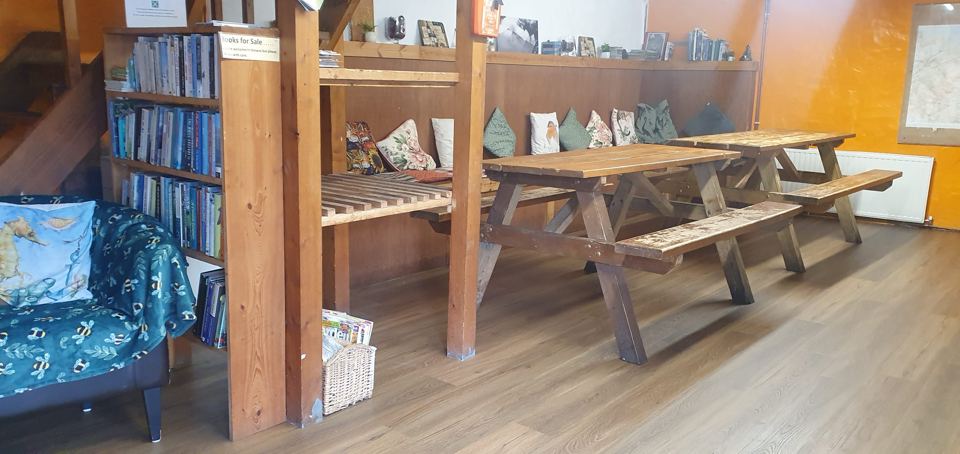 Bunkhouse seating and books
