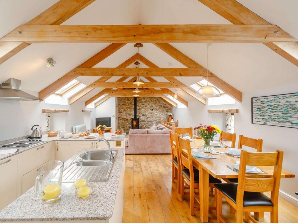 Open-plan barn kitchen and dining