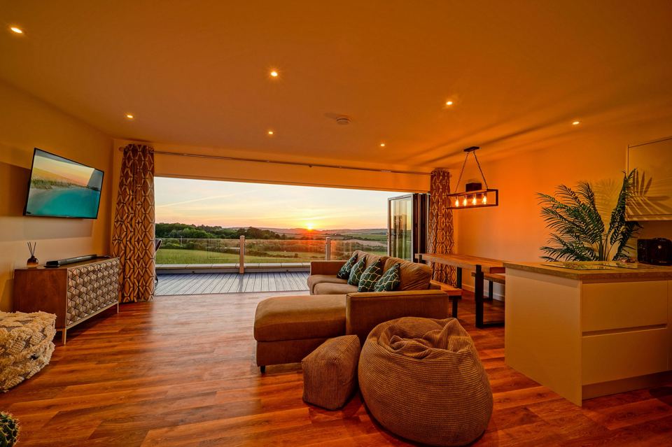 Lounge at sunset with sea view