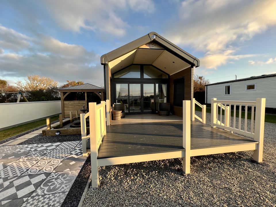 Lodge with gazebo and decking