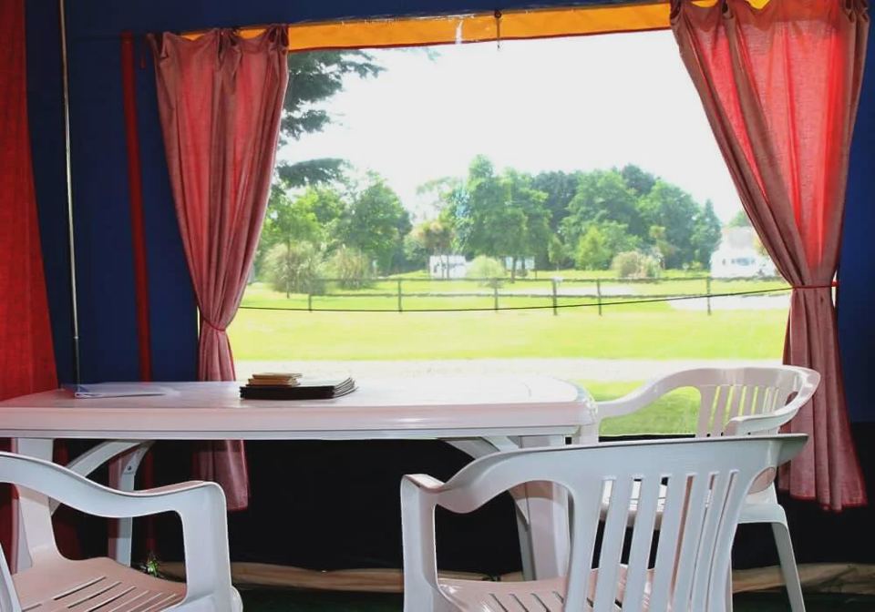 Window view from the canvas tent
