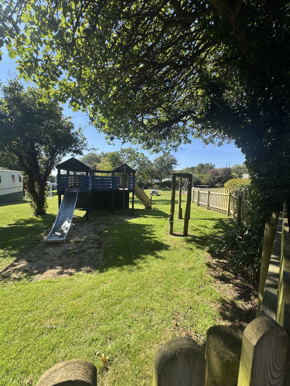 Tree house and slide