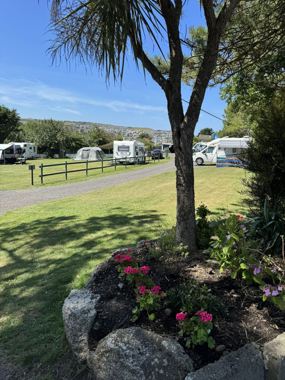 Grass pitches with motorhomes