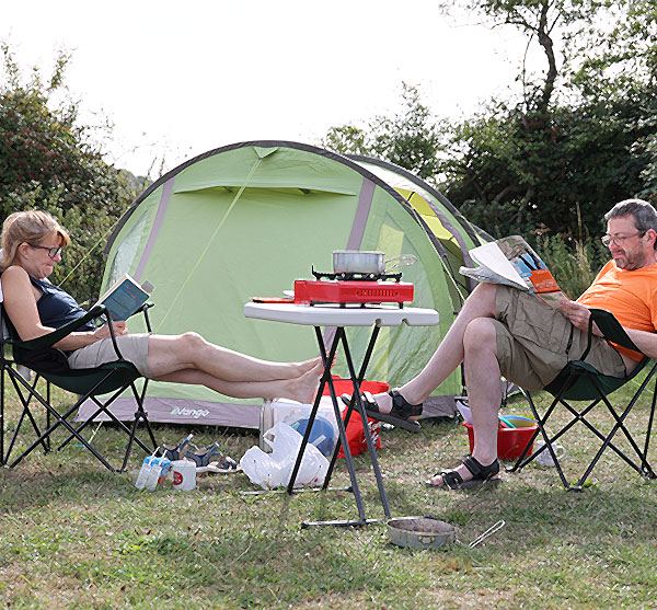 Tent pitched on the grass