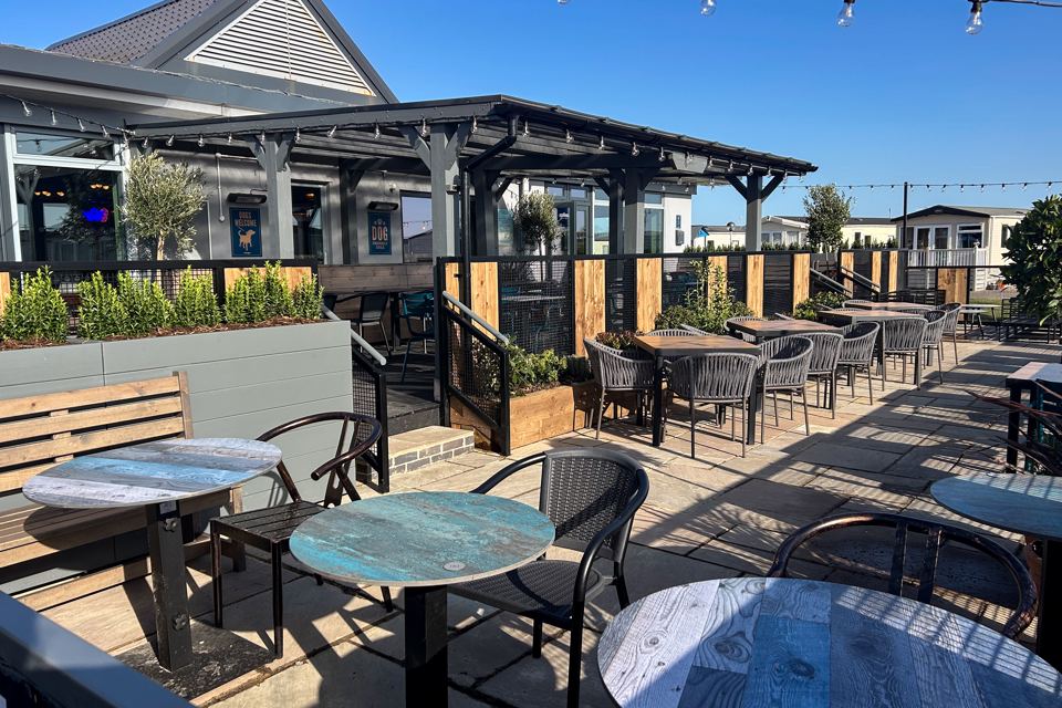 Outdoor seating at the clubhouse