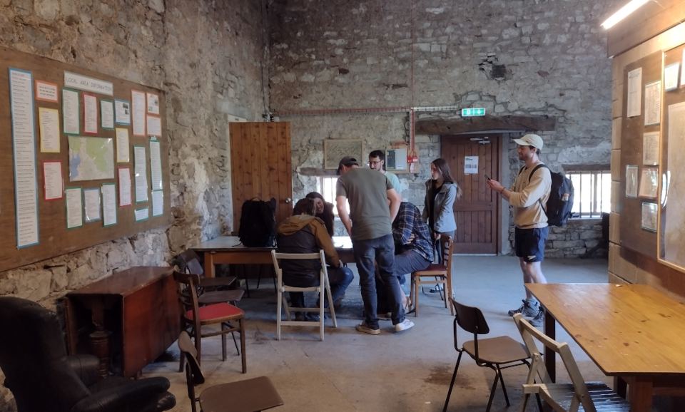 Inside the farm barn