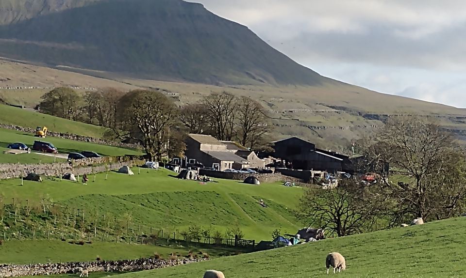 Farm and campsite under Ingleborough