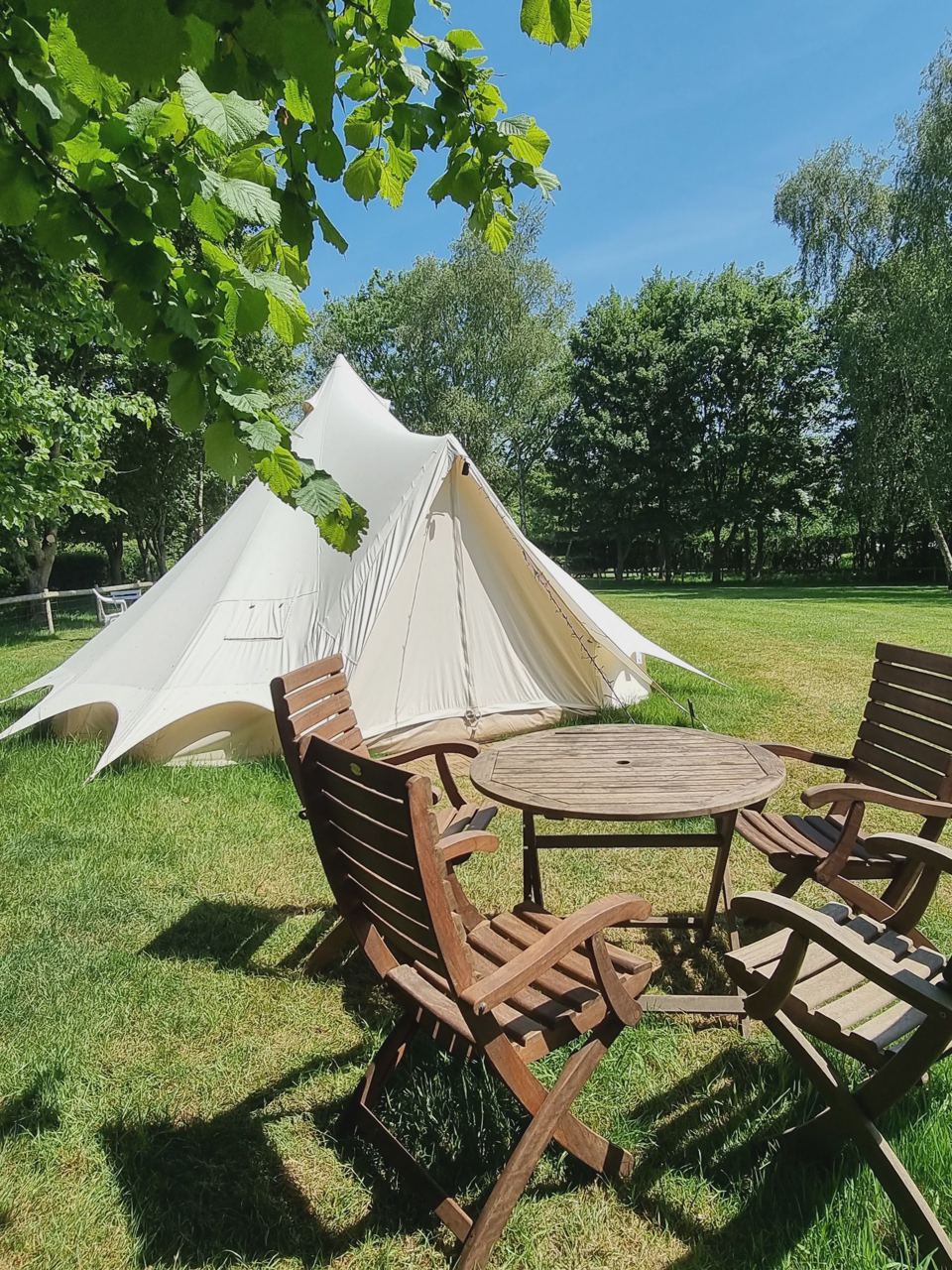 Bell tent with garden chairs