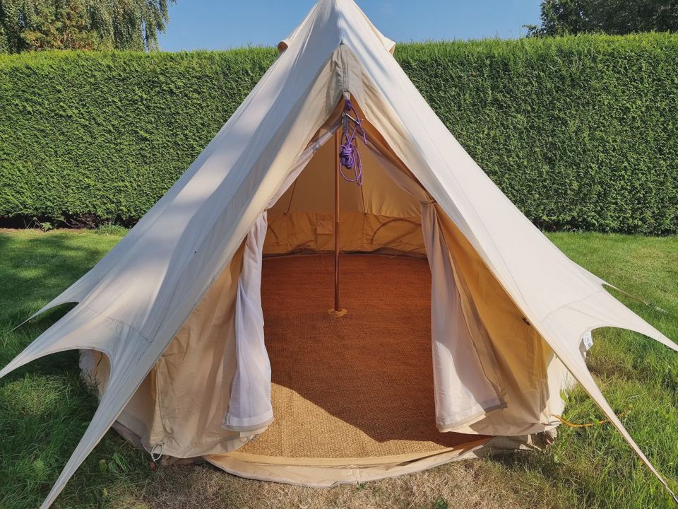 Pre-pitched bell tent
