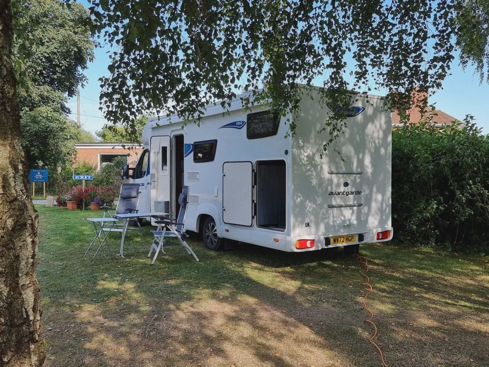 Motorhome on a shady pitch
