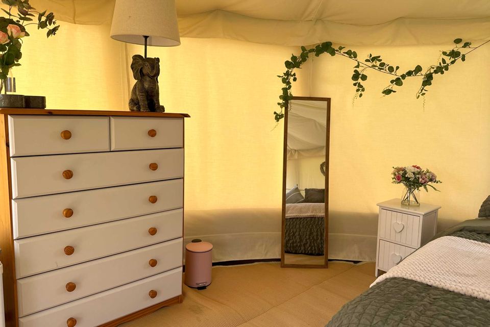 Inside the yurt