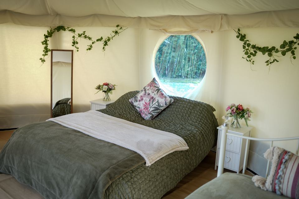 Double bed in the yurt