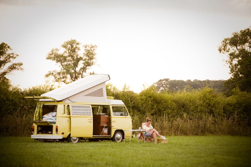 Campervan on a grass pitch