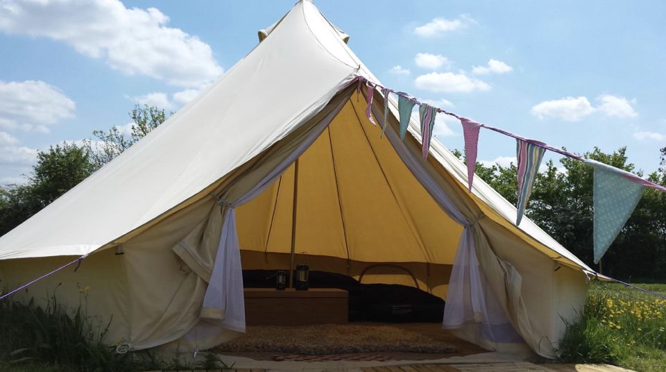 Bell tent with bunting