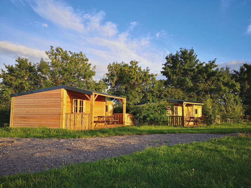 Wooden cabins with veranda