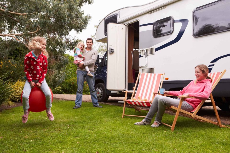 Motorhome on a grass pitch