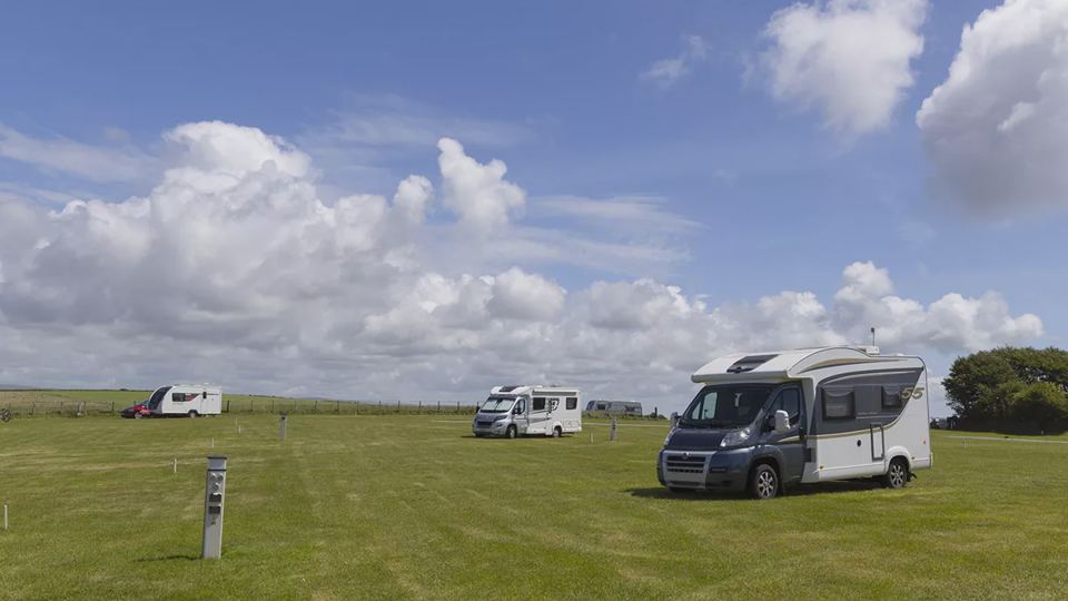 Motorhome pitch on open grass