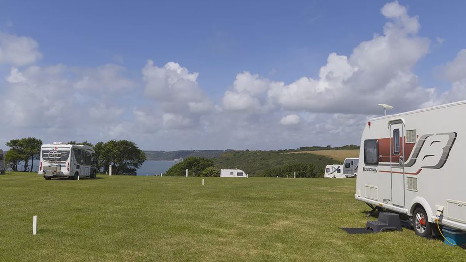 Motorhome pitch with a sea view