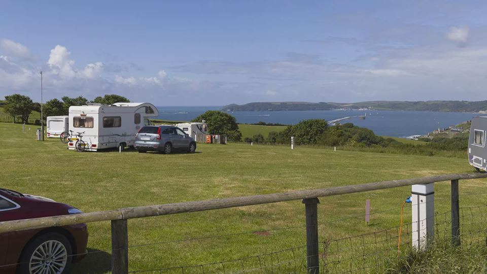 Pitches with sea view beyond