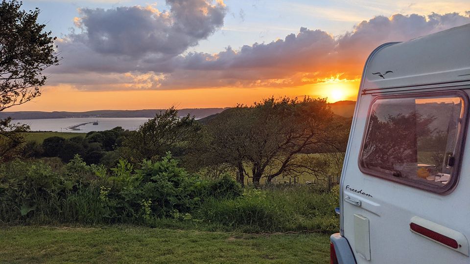 Sunset over the caravan pitch