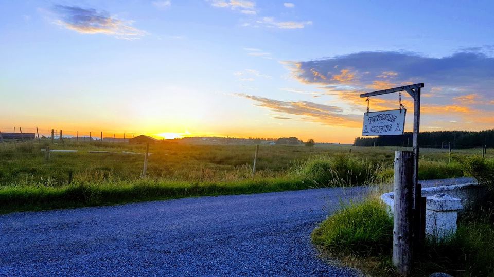 Sunset over the access track