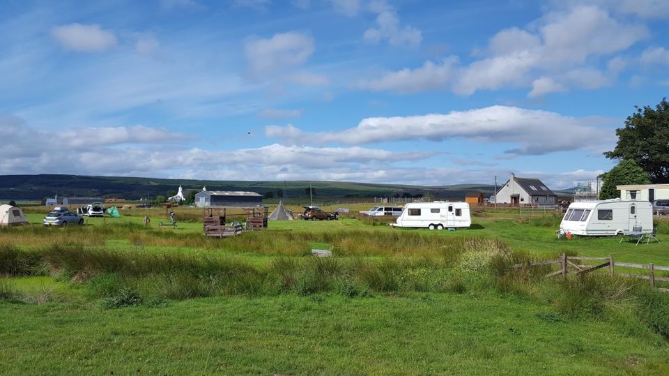 Caravans on the grass field
