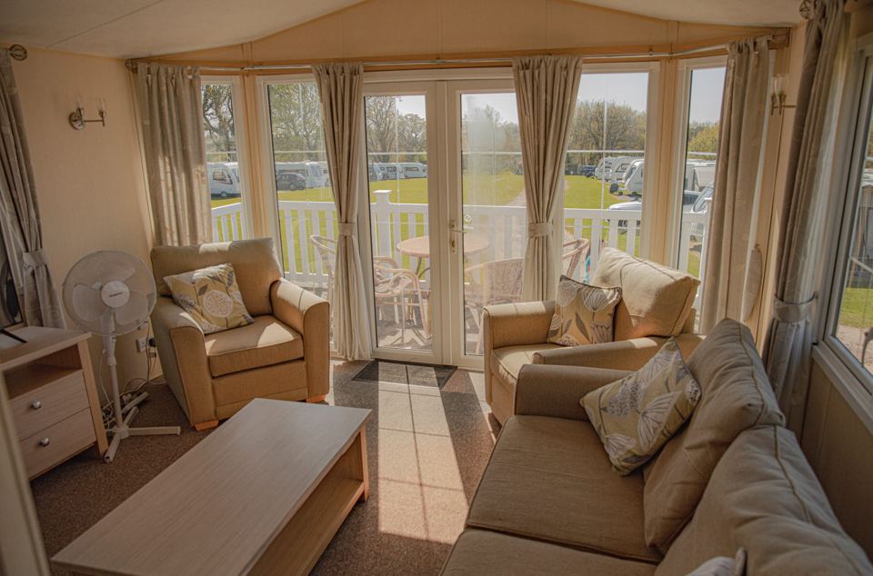 Lounge with patio doors