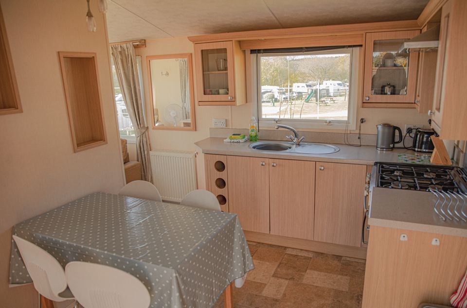 Kitchen in the static caravan