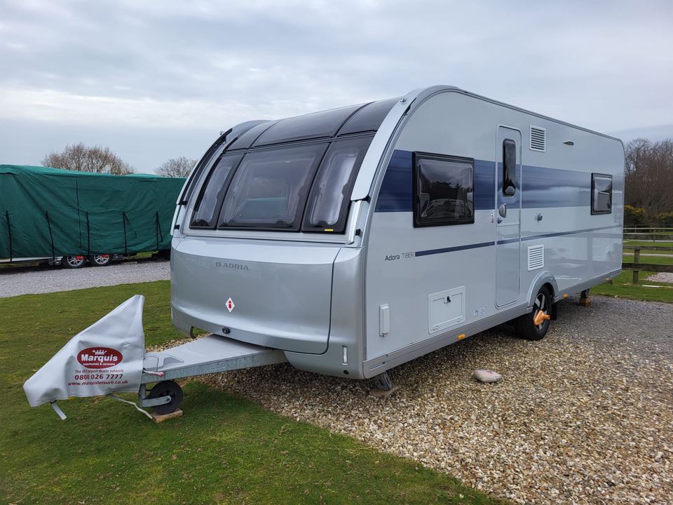 Caravan on the gravel pitch