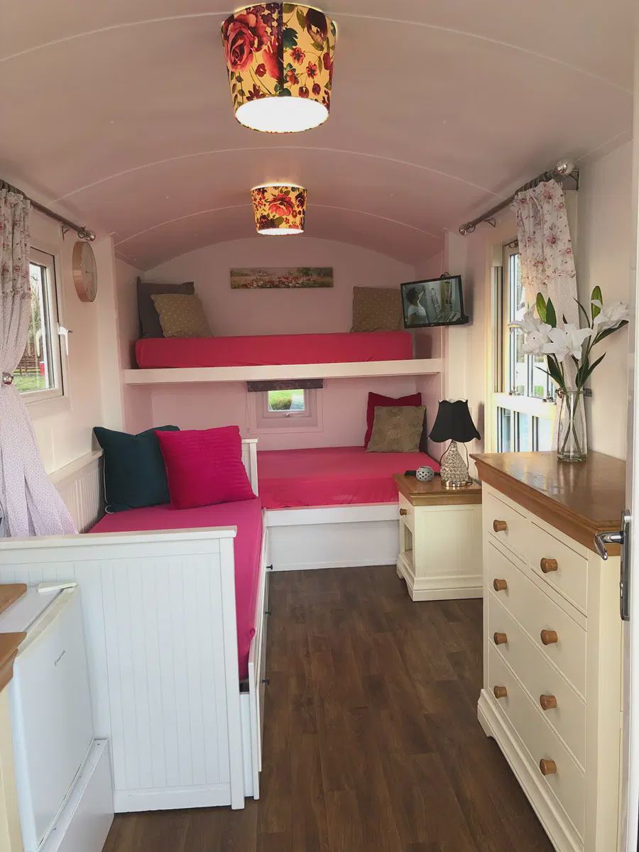 Inside a shepherd hut