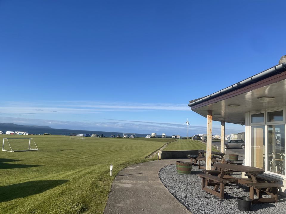 Cafe building and field