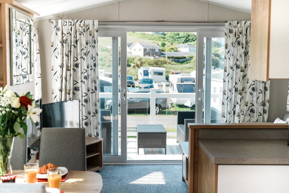 Lounge with sliding doors
