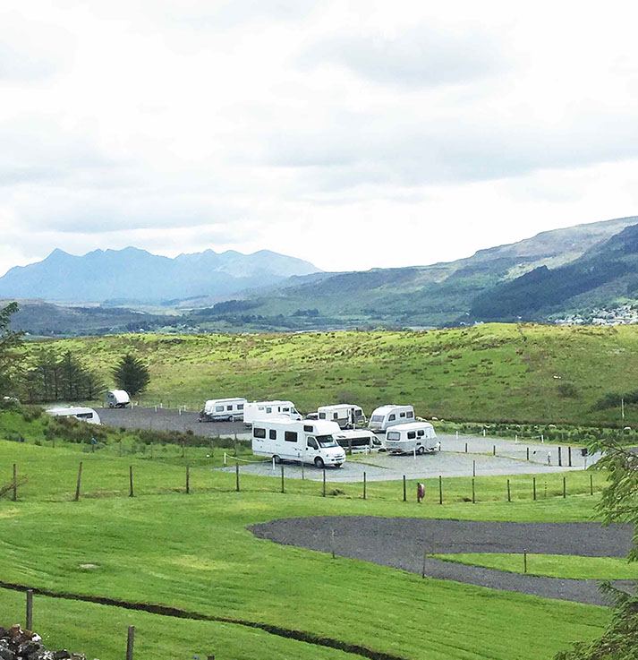 Hardstanding pitches with Cuillin views